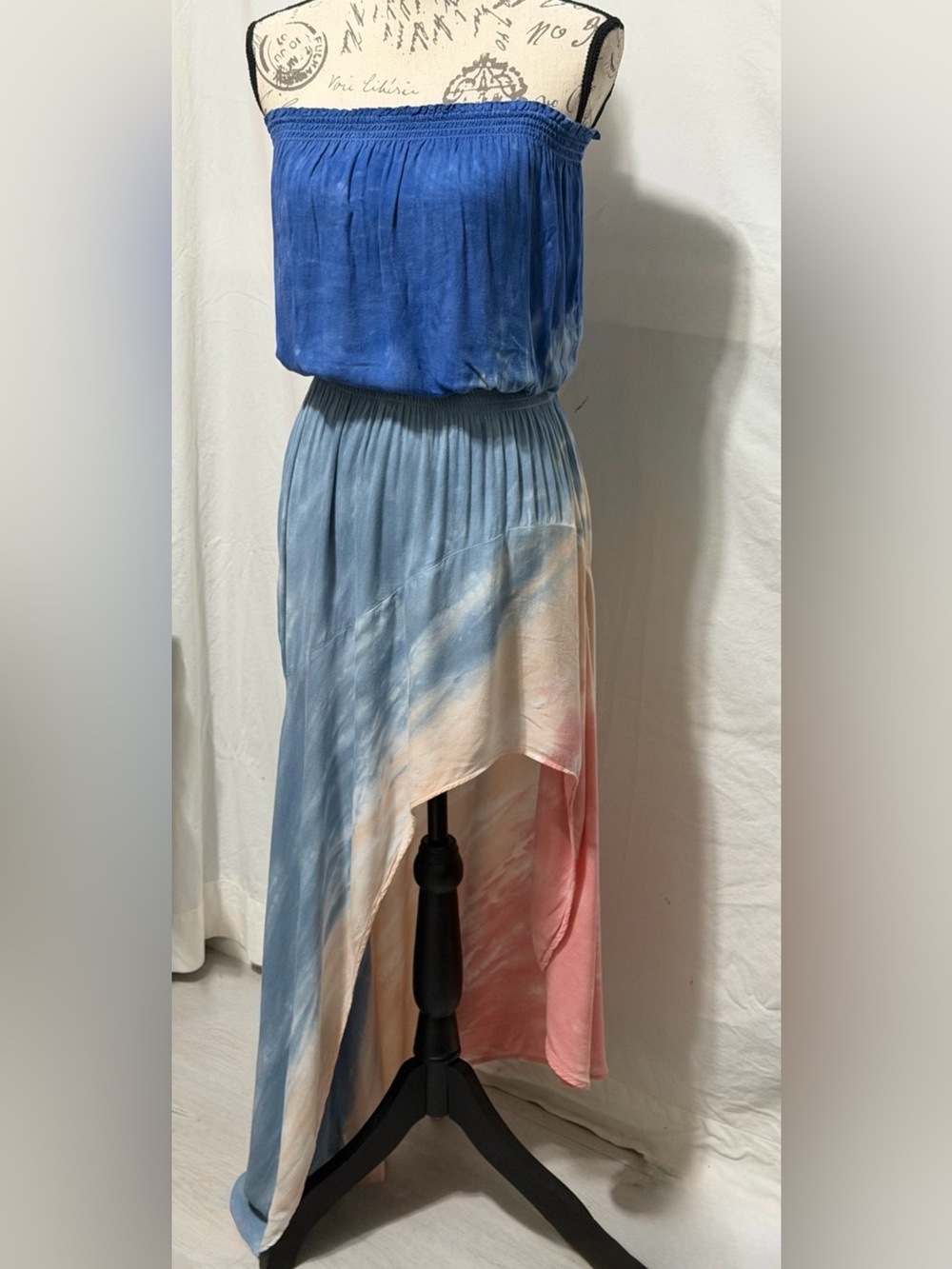 Young Fabulous & Broke Boho Strapless Hi-Lo Asymmetrical Side Hem Maxi Dress S